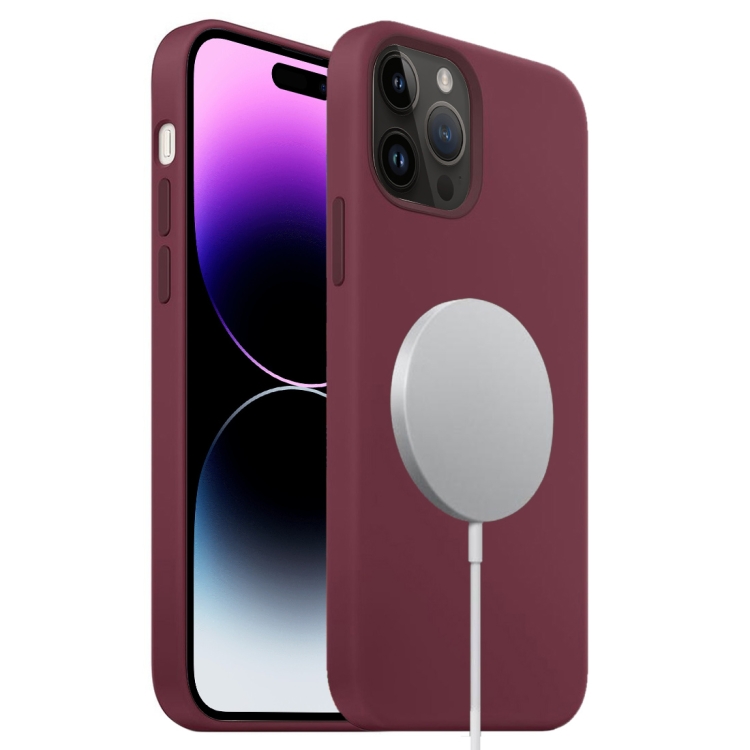 

For iPhone 15 Pro Max Liquid Silicone Full Coverage MagSafe Phone Case(Wine Red)