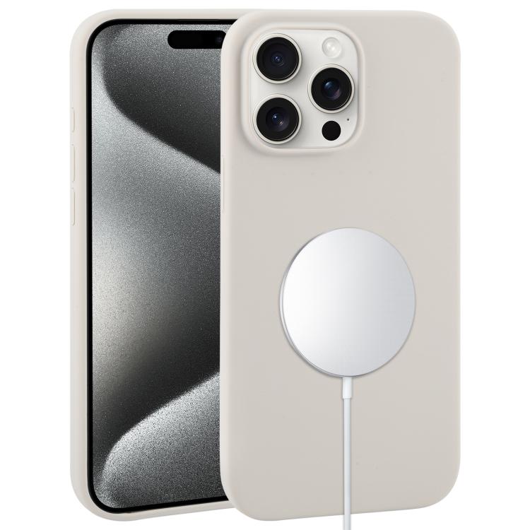 

For iPhone 15 Pro Max Liquid Silicone Full Coverage MagSafe Phone Case(Light Grey)