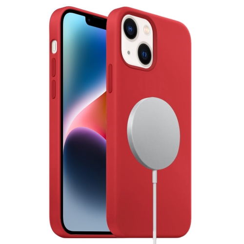 

For iPhone 15 Plus Liquid Silicone Full Coverage MagSafe Phone Case(Red)