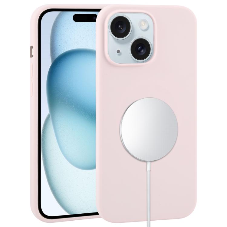 

For iPhone 15 Plus Liquid Silicone Full Coverage MagSafe Phone Case(Light Pink)