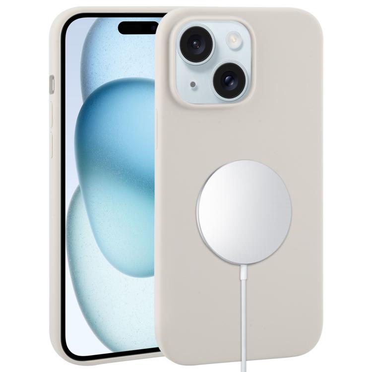 

For iPhone 15 Plus Liquid Silicone Full Coverage MagSafe Phone Case(Light Grey)
