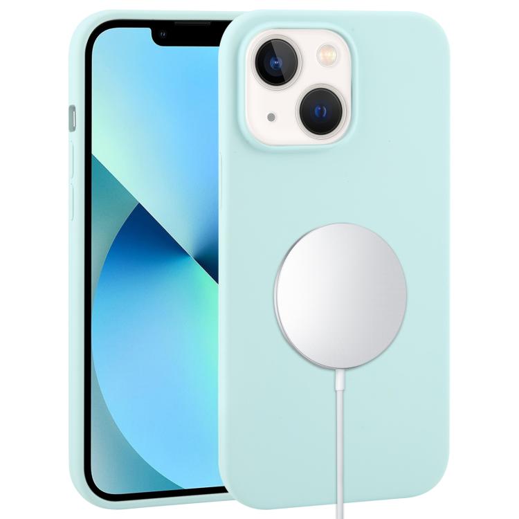

For iPhone 13 Liquid Silicone Full Coverage MagSafe Phone Case(Cyan)