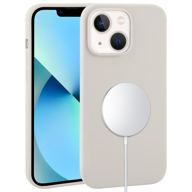 

For iPhone 13 Liquid Silicone Full Coverage MagSafe Phone Case(Light Grey)