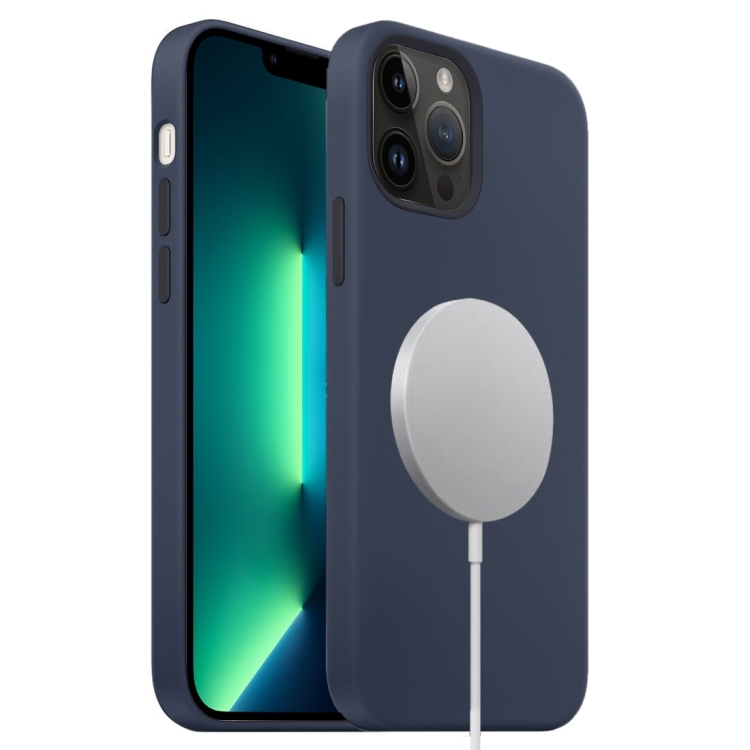 

For iPhone 13 Pro Max Liquid Silicone Full Coverage MagSafe Phone Case(Navy Blue)