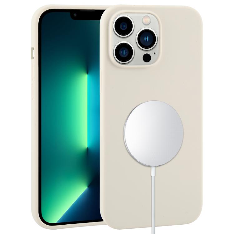 

For iPhone 13 Pro Max Liquid Silicone Full Coverage MagSafe Phone Case(Antique White)