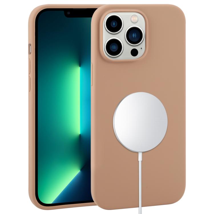 

For iPhone 13 Pro Max Liquid Silicone Full Coverage MagSafe Phone Case(Brown)