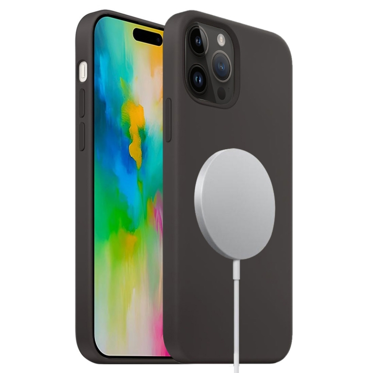 

For iPhone 16 Pro Liquid Silicone Full Coverage MagSafe Phone Case(Black)