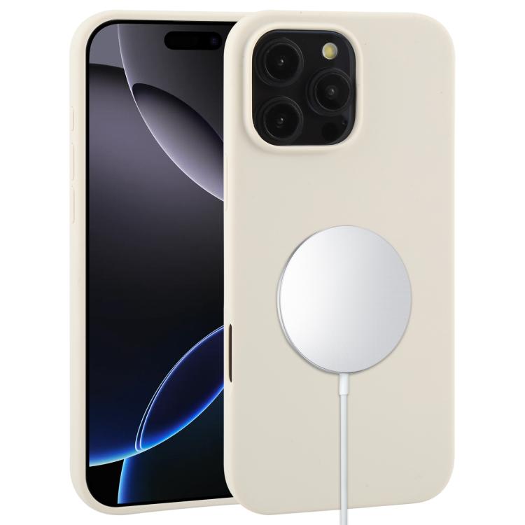 

For iPhone 16 Pro Liquid Silicone Full Coverage MagSafe Phone Case(Antique White)