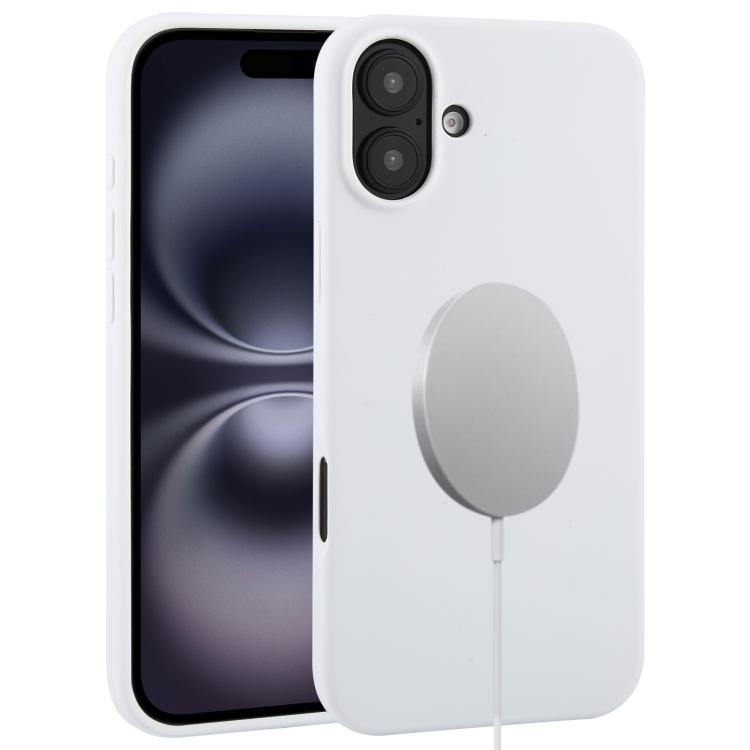 

For iPhone 16 Plus Liquid Silicone Full Coverage MagSafe Phone Case(White)