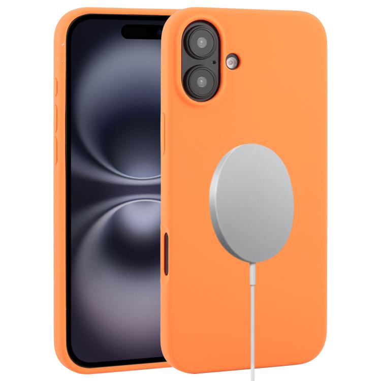 

For iPhone 16 Plus Liquid Silicone Full Coverage MagSafe Phone Case(Orange)