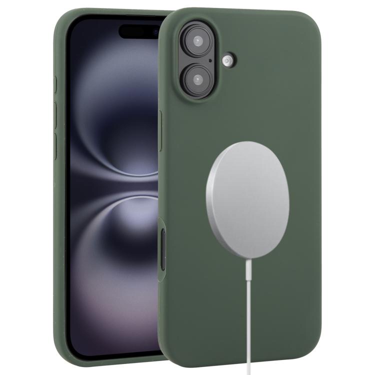 

For iPhone 16 Liquid Silicone Full Coverage MagSafe Phone Case(Deep Green)