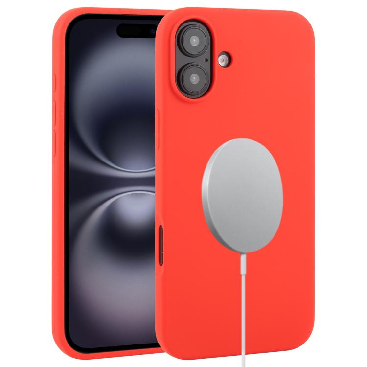 

For iPhone 16 Liquid Silicone Full Coverage MagSafe Phone Case(Red)