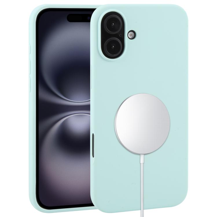 

For iPhone 16 Liquid Silicone Full Coverage MagSafe Phone Case(Cyan)