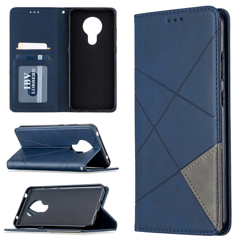 

For Nokia 5.3 Rhombus Texture Horizontal Flip Magnetic Leather Case with Holder & Card Slots & Wallet(Blue)