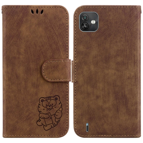 

For Wiko Y82 Little Tiger Embossed Leather Phone Case(Brown)