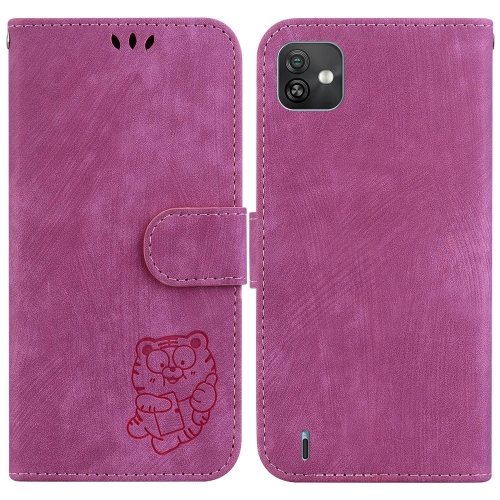 

For Wiko Y82 Little Tiger Embossed Leather Phone Case(Rose Red)