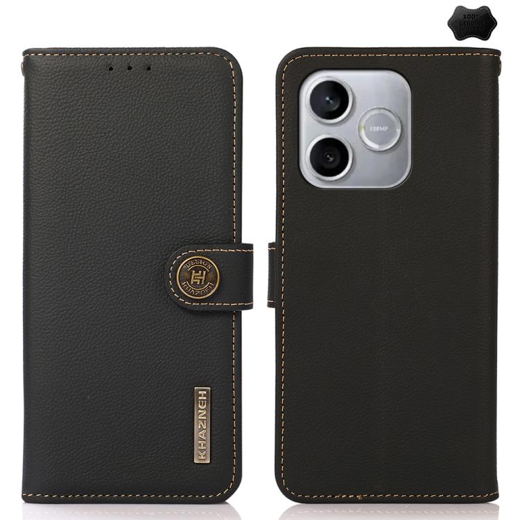 For Honor 600 Lite Global KHAZNEH Custer Genuine Leather RFID Phone Case(Black)