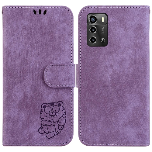 

For ZTE Blade A72 / V40 Vita Little Tiger Embossed Leather Phone Case(Purple)