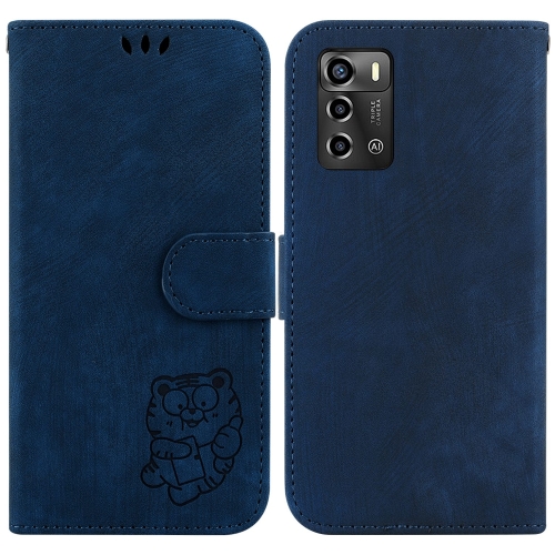 

For ZTE Blade A72 / V40 Vita Little Tiger Embossed Leather Phone Case(Dark Blue)