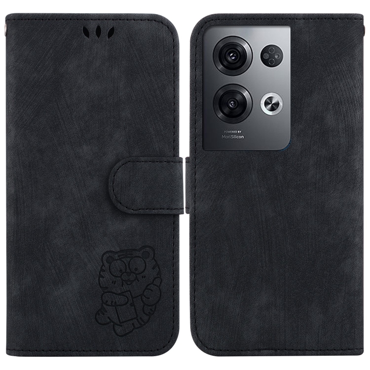 

For OPPO Reno8 Pro 5G Global Little Tiger Embossed Leather Phone Case(Black)