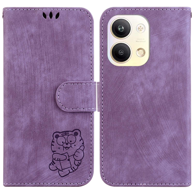 

For OPPO Reno9 Pro Little Tiger Embossed Leather Phone Case(Purple)