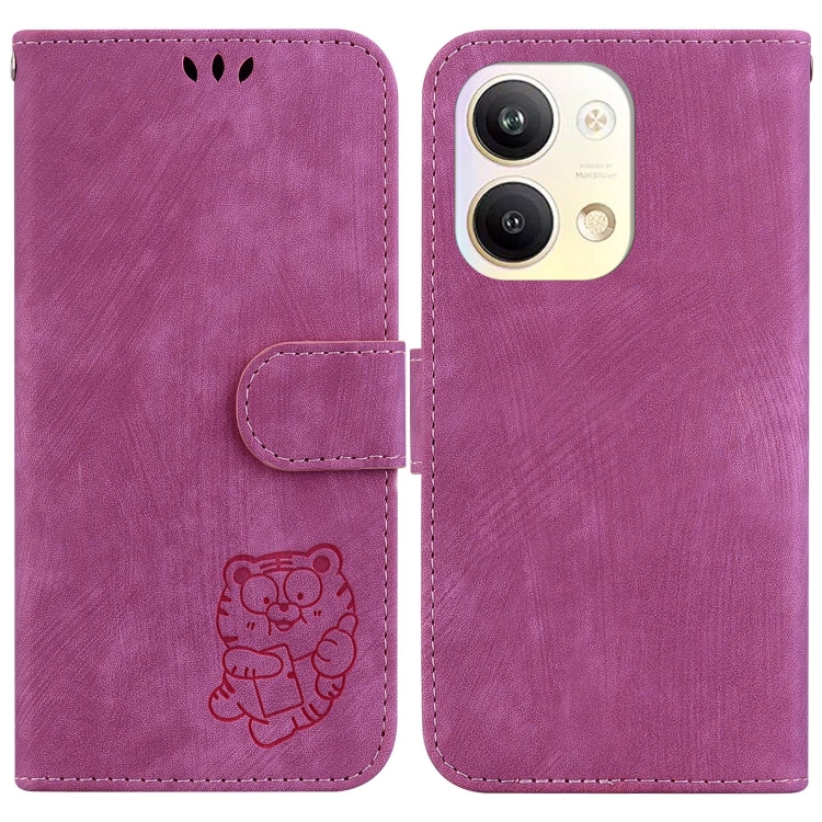 

For OPPO Reno9 Pro Little Tiger Embossed Leather Phone Case(Rose Red)