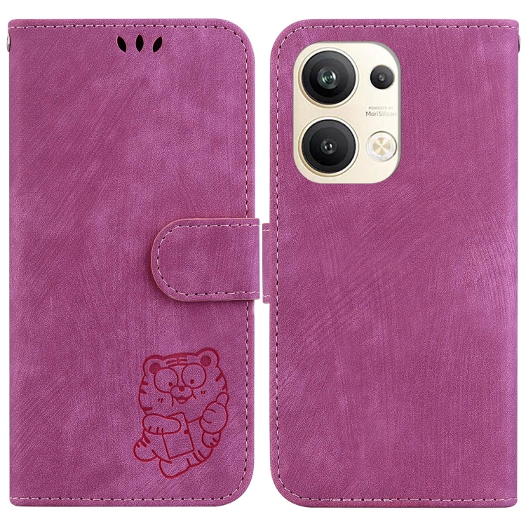 

For OPPO Reno9 Pro+ Little Tiger Embossed Leather Phone Case(Rose Red)