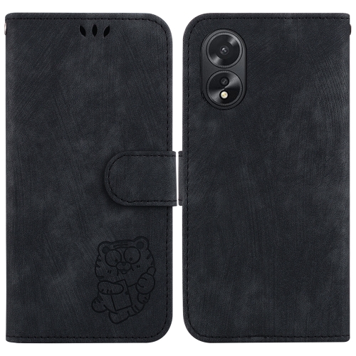 

For OPPO A38 4G / A18 Little Tiger Embossed Leather Phone Case(Black)