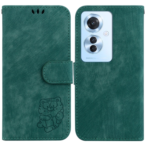 

For OPPO F25 Pro 5G Global Little Tiger Embossed Leather Phone Case(Green)