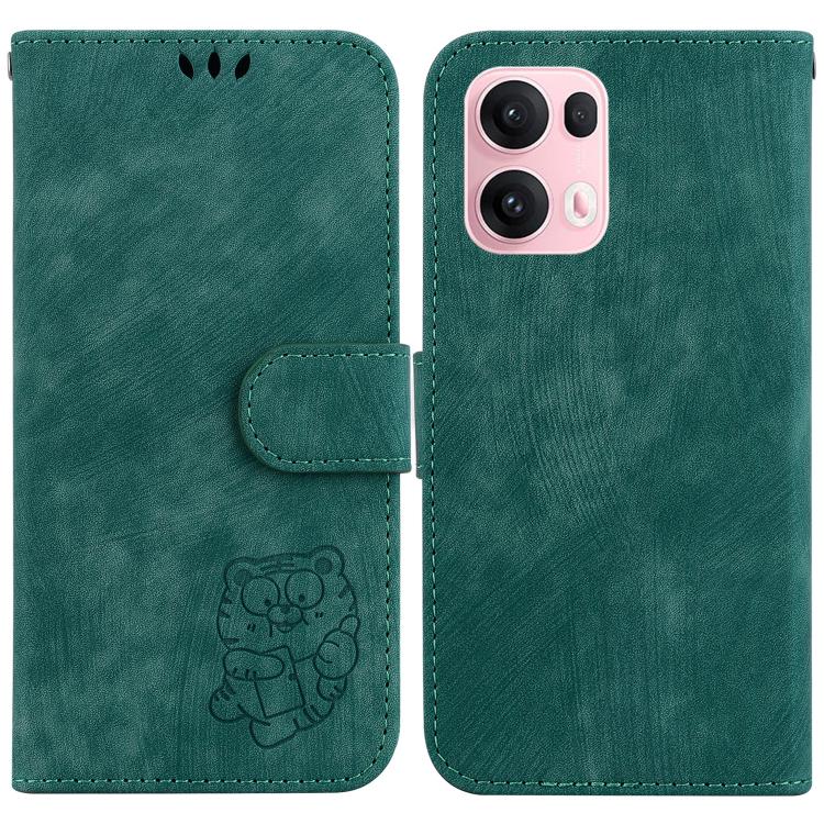 

For OPPO Reno13 Pro Global Little Tiger Embossed Leather Phone Case(Green)