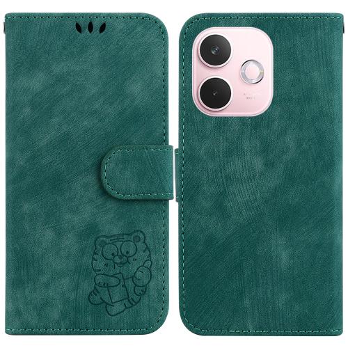 

For OPPO A5 Pro 5G Little Tiger Embossed Leather Phone Case(Green)