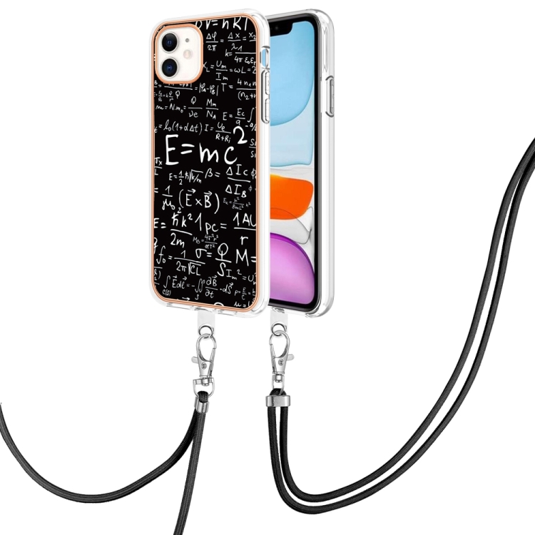 

For iPhone 11 Electroplating Dual-side IMD Phone Case with Lanyard(Equation)