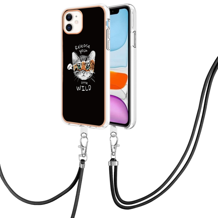 

For iPhone 11 Electroplating Dual-side IMD Phone Case with Lanyard(Natural Growth)