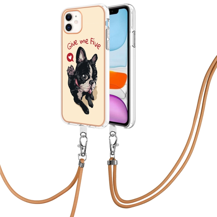

For iPhone 11 Electroplating Dual-side IMD Phone Case with Lanyard(Lucky Dog)