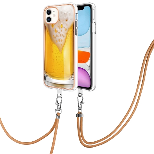 

For iPhone 11 Electroplating Dual-side IMD Phone Case with Lanyard(Draft Beer)