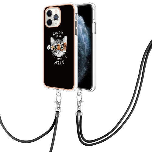 

For iPhone 11 Pro Electroplating Dual-side IMD Phone Case with Lanyard(Natural Growth)