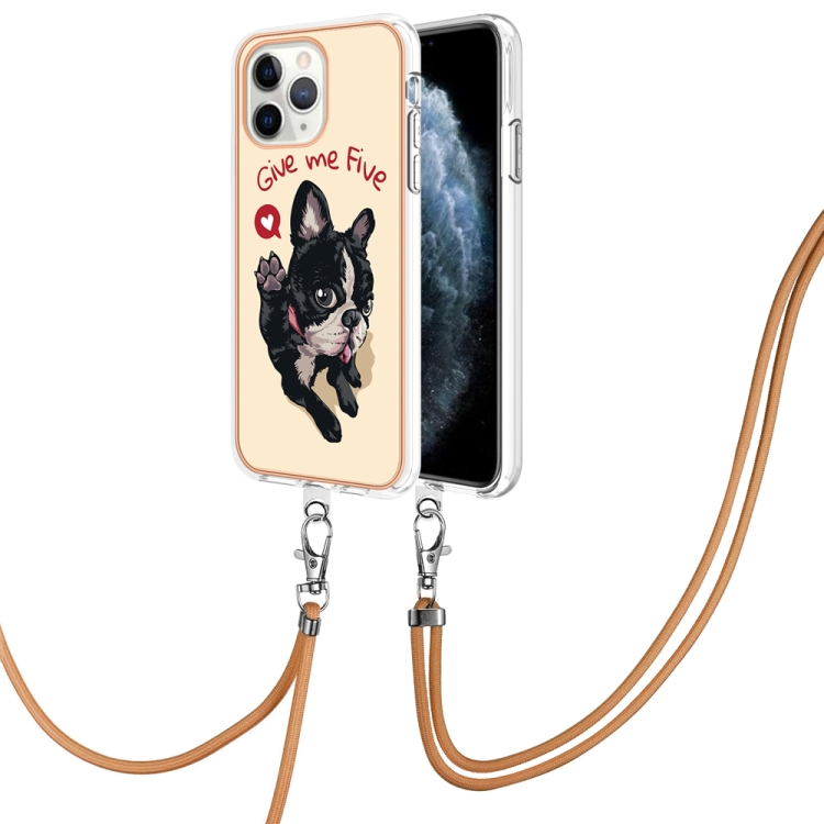 

For iPhone 11 Pro Electroplating Dual-side IMD Phone Case with Lanyard(Lucky Dog)