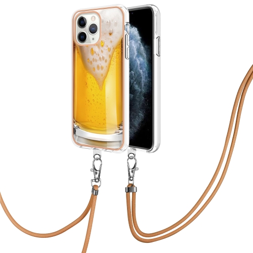 

For iPhone 11 Pro Electroplating Dual-side IMD Phone Case with Lanyard(Draft Beer)