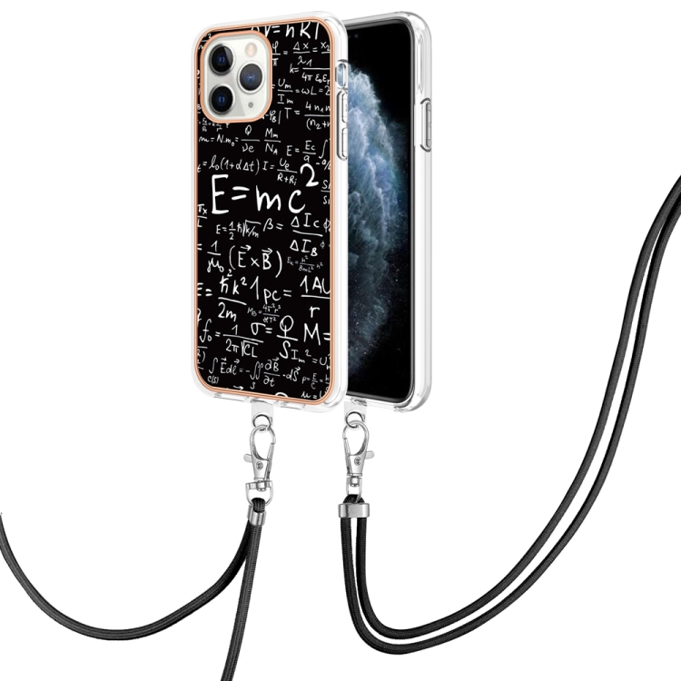 

For iPhone 11 Pro Max Electroplating Dual-side IMD Phone Case with Lanyard(Equation)