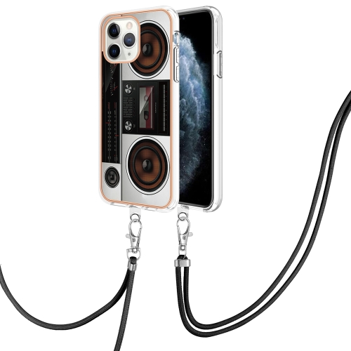 

For iPhone 11 Pro Max Electroplating Dual-side IMD Phone Case with Lanyard(Retro Radio)