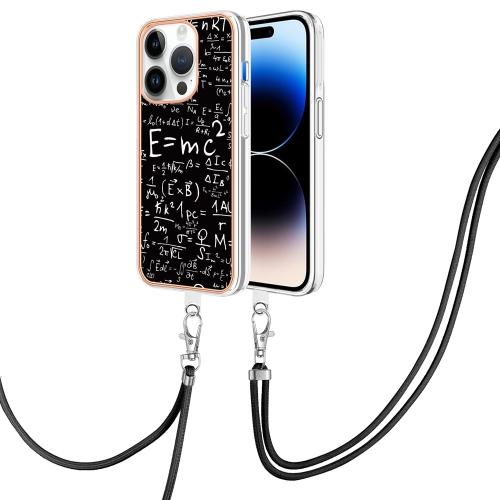 

For iPhone 13 Pro Max Electroplating Dual-side IMD Phone Case with Lanyard(Equation)