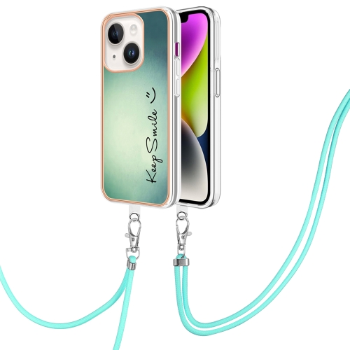 

For iPhone 14 Plus Electroplating Dual-side IMD Phone Case with Lanyard(Smile)