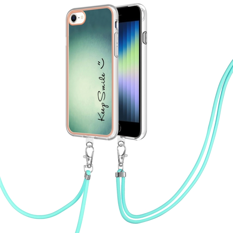 

For iPhone SE 2022 / SE 2020 / 8 / 7 Electroplating Dual-side IMD Phone Case with Lanyard(Smile)