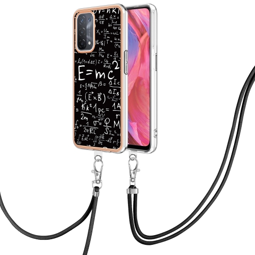 

For OPPO A74 / A93 5G / A54 5G / A93s 5G Electroplating Dual-side IMD Phone Case with Lanyard(Equation)