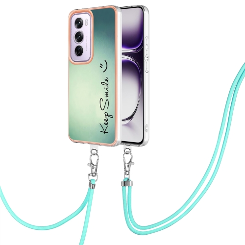 

For OPPO Reno12 Pro Global Electroplating Dual-side IMD Phone Case with Lanyard(Smile)