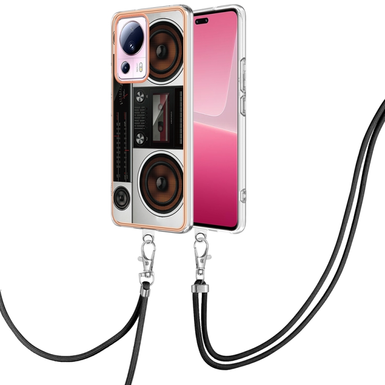 

For Xiaomi 13 Lite 5G Electroplating Dual-side IMD Phone Case with Lanyard(Retro Radio)