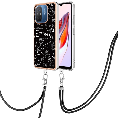 

For Xiaomi Redmi 12C / 11A 4G Electroplating Dual-side IMD Phone Case with Lanyard(Equation)