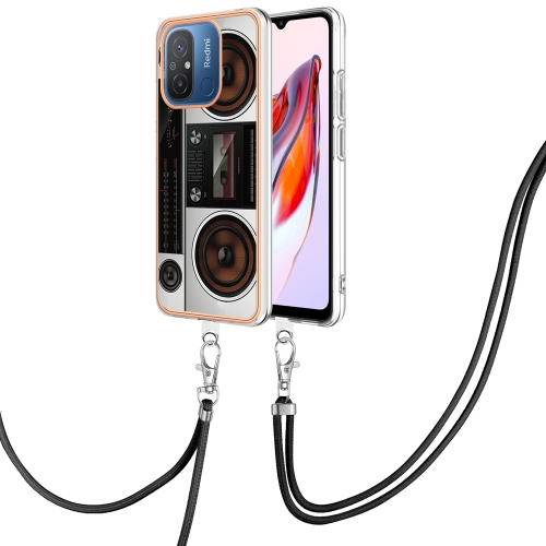 

For Xiaomi Redmi 12C / 11A 4G Electroplating Dual-side IMD Phone Case with Lanyard(Retro Radio)