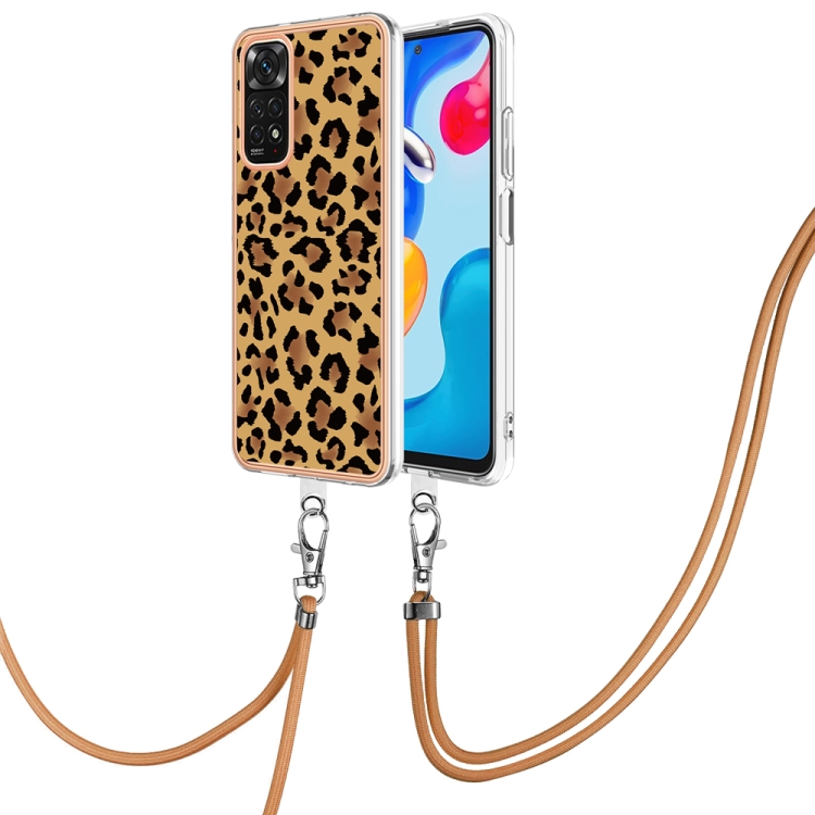 

For Xiaomi Redmi Note 11s / Note 11 4G Electroplating Dual-side IMD Phone Case with Lanyard(Leopard Print)