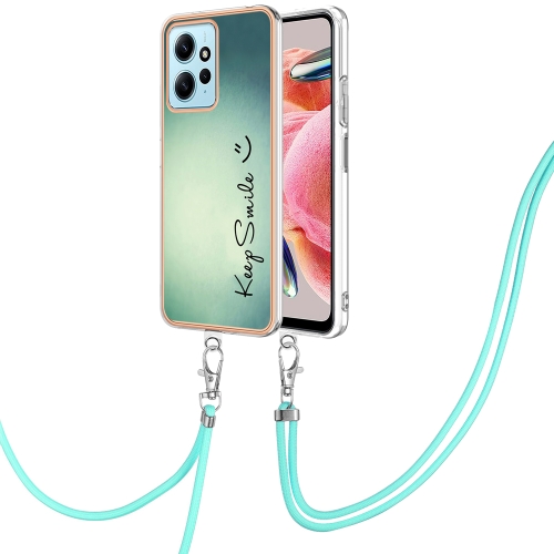 

For Xiaomi Redmi Note 12 4G Electroplating Dual-side IMD Phone Case with Lanyard(Smile)